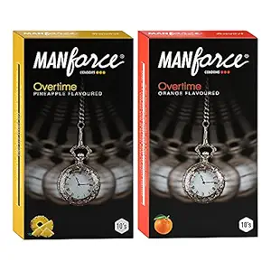 Manforce Overtime Orange & Pineapple 3in1 (Ribbed, Contour, Dotted) Condoms - 10s (Pack of 2)