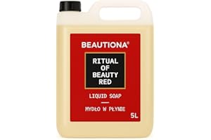 BEAUTIONA Savon liquide 5L - Recharge - Ritual of Beauty Red - Parfum floral fruité avec rose, pivoine et pêche - Savon hydratant pour les mains pour hôtels, spa et maison