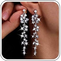 Luxval Orecchini Pendenti A Lampadario Con Cristalli E Zirconia Cubica - Argento, Lunghi E Leggeri
