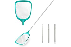 iRabey Pool Kescher, 140 cm kescher Pool 3 Abschnitte Pool Kescher mit Teleskopstange, Kescher Pool Feinmaschig, Kescher für Schwimmbäder, Spas, Teiche