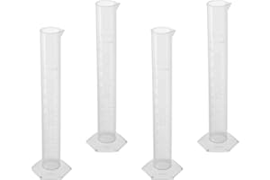 Othmro 4pcs 100ml Plastic Measuring Cylinders, Small Graduated Cylinder, Science Measuring Lab Test Tube Flask Liquid Measuring Tools