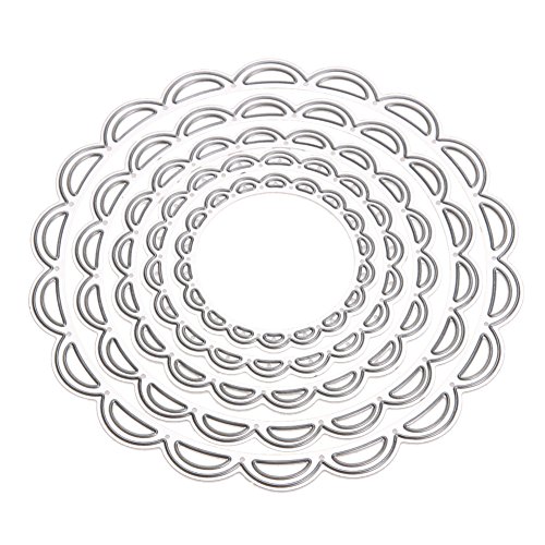 Demiawaking 5Pcs Metall Kreise Schneiden Schablonen DIY Sammelalbum Dekor Papier Karten, Metall Buchzeichen , Metall Lesezeichen als Geschenk fuer Freunde (Metall Kreise) - 5