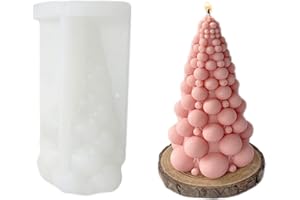 Xidmold 3D Bubble Christmas Tree Candle Mould Xmas Scented Candle Mold Christmas Tree Silicone Mould for Soap, Candle, Lotion Bar, Bath Bomb, Christmas Resin Art Crafts