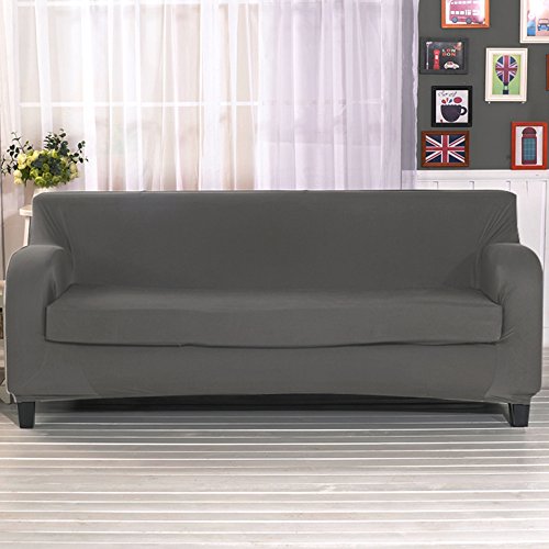 2 Sitzer elastischer Sofabezug Sofahusse für 2-Stück Sofa Grau - 2