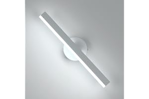 Riserva Aplique de Pared Interior 12W, Lampara Pared LED Moderna Giratorio 300°, Luz de Pared Blanco Fría 6500K, Blanco Lámpara de Espejo Baño Para Tocador Inodoro, Salón, Dormitorio, Escalera