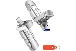 MOVE SPEED Cle USB 128 Go, USB 3.2 avec 520 Mo/s, Clé USB C 2ème Génération Disque Dur SSD Externe, avec Porte-clés et Pochette, Compatible iPhone 15/16, Android, MacBook, TV Audio