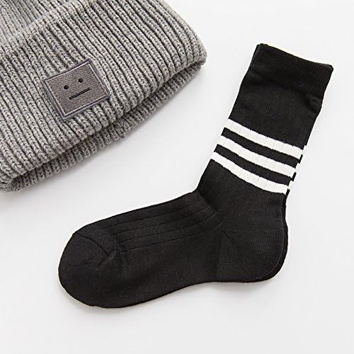 Socks men's Korean three-day summer bar is ideal for couples storehouse socks sports socks striped leaves the barrel of the female cotton socks, all code, black 3 2