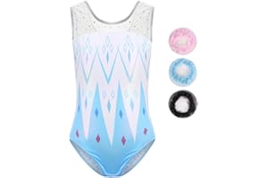 Cucudy Gymnastics Leotards for Girls Dancewear Gradient Color Sparkle Dance Long Sleeve/Sleeveless Leotard Girls Leotards Athletic Ballet Dance Dress Kids 3 4 5 6 7 8 9 10 11 12 Years