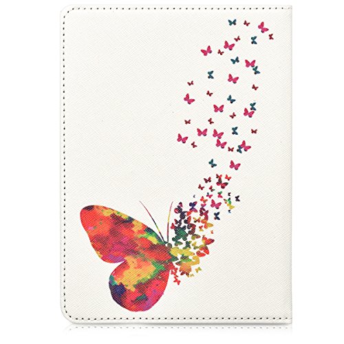 kwmobile Hülle für Tolino Vision 1 / 2 / 3 / 4 HD – Flipcover Case eReader Schutzhülle – Bookstyle Klapphülle Schmetterling Schwarm Design Mehrfarbig Pink Weiß - 3