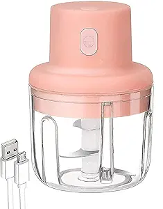 GAMSERIA Electric Mini Garlic Chopper | Portable Cordless with USB Charging | 45Watts | 250 ml MULTICOLOUR ( Plastic)
