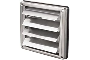 INTELMANN GMBH Griglia di ventilazione in acciaio inox, rettangolare, con lamelle mobili, raccordo per tubi DN 100 - 125 - 150 - 200 mm, griglia di scarico, Argento