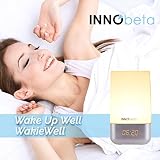 InnoBeta WakieWell Licht-Wecker mit Sonnenaufgang-Simulation und 5 Naturklängen als Weckton, Berührungssteuerung, dimmbare LED-Farbwechsel-Nachttischlampe, Atmosphärisches Stimmungslicht - 5
