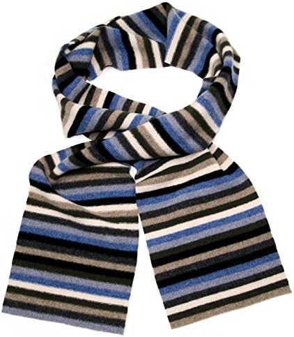 Multi Coloured Felted Stripe Wool Scarf - Blue/Grey/Cream - Made in Scotland