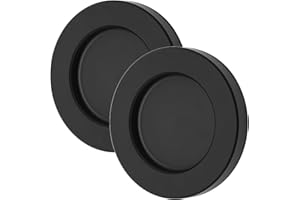 SOTECH 2 Stück Schiebetürgriff TAYO schwarz Ø 70 x 8 mm selbstklebend (3M VHB), Glastürgriff aus Aluminium, Griffmuschel für Glas- & Zimmertüren, Muschelgriff zum Aufkleben