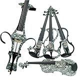 thomann geige 1/2 1 * Elektrische Geige, mit leichtem Hard Case, Brasilien Holzbogen mit ungebleicht, Original Schulterstütze, mongolisches Rosshaar, Kopfhörer, Kolophonium, einem extra Satz Saiten, 1 * Violine Guide Aufkleber, AUX-Kabel, 2 Bridge, angetrieben durch eine 9 V Alkaline-Batterie (Batterie nicht im Lieferumfang enthalten)