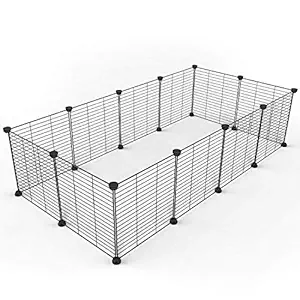 Tespo Indoor Portable Metal Wire Yard Cage for Small Animals, Guinea Pigs, Rabbits with 12 Panels (Black)