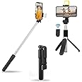 MAK Selfie Stick with Tripod Stand, 3 in 1 Multifunctional Design, 67 inch (6 Ft.) Long, Rechargeable LED Light for Vlogging, Photo Shoot & Virtual Meetings, Selfie Stick with Bluetooth Remote
