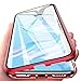 Produktbild Yichxu iPhone 11 Pro Max 6.5" Hülle Magnet, Magnetische Adsorption Handyhülle für iPhone 11 Pro Max, Einteiliges 360 Grad Gehärtetes Glas Schutzhülle Panzerglasfolie Durchsichtige Case Cover, Rot