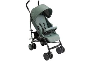 Chicco Echo Lite, Silla de Paseo Bebé Ligera, 0+ Meses-22 Kg, Respaldo Reclinable en 4 Posiciones, Asiento Espacioso, Paragolpes, Cierre Paraguas, Frenos Gemelos y Ruedas Delanteras Giratorias, Verde