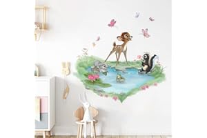 Runtoo Bambi naklejki ścienne zwierzęta leśne jeleń naklejka ścienna sypialnia dziewczęca dzieci przedszkole wystrój domu