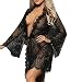 Produktbild Damen Dessous CLOOM Sexy Kleid Gown Lace Kimono Robe lange Ärmel Transparent Nightwear Perspektive Unterwäsche Lose Erotik Bikini Cover Up Frauen Babydoll Sommer Mantel (Schwarz, L)