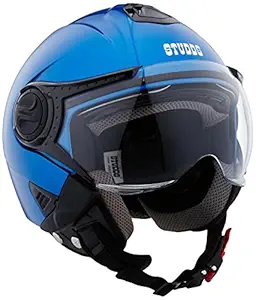 Studds Downtown Open Face Helmet (Flame Blue, L)