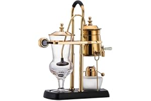 ANQIA Belgian Belgium Royal Family Balance - Cafetera sifón sifón con mango en T, color dorado, 1 juego