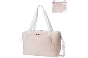 ECOHUB Bolsa de Viaje 40x30x20, Tamaño Aprobado para Ryanair Vueling Wizzair, Equipaje de Mano Impermeable, Mujer Bolsos Plegable con Húmedo Extraíble, Bolsa Maternidad Hospital 24L (Beige)