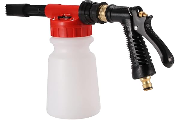 Canon à Mousse pour Lavage De Voiture, Pistolets a Mousse Air Comprimé Pistolets à Eau Haute Pression pour Voitures Et Motos, 5 Niveaux De Pression d'eau Bouteille De Mousse De 1 Litre