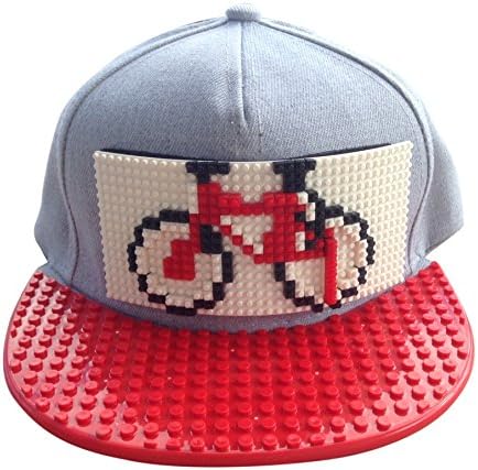 Tri Performance Baseball Cap Hat For Men: Mens Grey Building Block Adjustable Hat, Hip Hop Cool Skater Urban Fashion Snapback. Compatible With Lego, Bricky Blocks, Nanoblocks (Grey, Large)