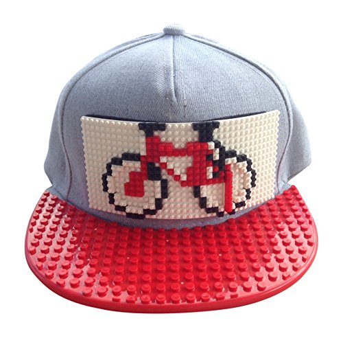 Tri Performance Baseball Cap Hat For Men: Mens Grey Building Block Adjustable Hat, Hip Hop Cool Skater Urban Fashion Snapback. Compatible With Lego, Bricky Blocks, Nanoblocks (Grey, Large)