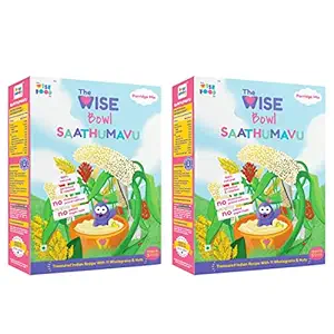 [Pack of 2] The Wise Food Co Sprouted Sathu Maavu Porridge Mix | 100% Natural | For Healthy growth of kids | Millets + Cereals + Pulses + Nuts | No Sugar/Salt | No Chemicals or Preservatives| 250g