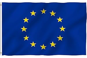 Anley Fly Breeze 3x5 stóp Flaga Unii Europejskiej - Żywy kolor i odporność na blaknięcie - Płócienny Nagłówek i podwójne szycie - Flagi UE Poliester z mosiężnymi przelotkami 3 x 5 stóp