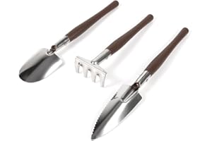 Zerodis 3 Pieces Set Mini Gardening Plant Pot Tools, Small Handheld Shovel Spade Rake Gardening Work Set Kids Toy Gifts for Succulent Cactus Herbs Indoor Miniature Plants(Plastic)