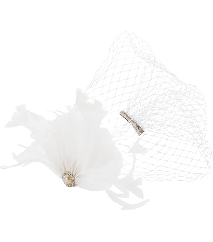 RAOLAWOBA Cappello da Cerimonia Nuziale da Donna con Fiore Piuma E Velo Fiore Clip del Cappello