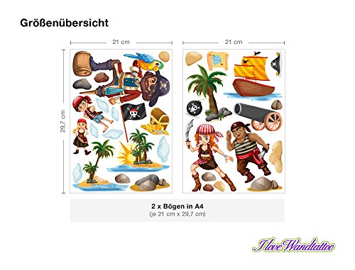 I-love-Wandtattoo WAS-10018 Wandsticker Kinderzimmer „Piraten“ Wandtattoo Wandaufkleber Sticker Aufkleber - 2