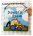 Handmade Handcrafted PERSONALISED with Name Digger Boys Children's Kids Door Sign Bedroom Decor Picture