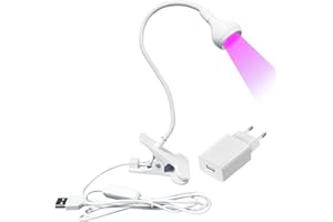 ASENTER 5W Lampe à Ongles UV Gel pose Capsules Americaine, pour Colles Vernis à Ongles en Gel, Mini Lampes de séchage pour le Durcissement de la Résine Utraviolette avec Clip Blanc