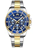 herrenuhr chronograph gold ★Kauf ohne Sorgen★: 12-monatige Garantie und 100-Tage-Rückgabegarantie. Perfekte Geschenkbox mit Bonus, diese Armbanduhr ist ein perfektes Geschenk für sich selbst oder für einen besonderen Menschen