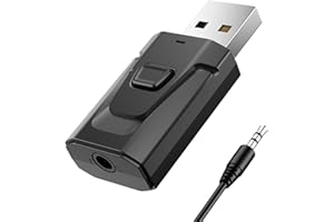 DOMICUBES USB Bluetooth 5.0 Bluetooth Transmitter Receiver with 3.5mm AUX Bluetooth Audio Adapter 4-in-1 Wireless Audio Transmitter Receiver, Plug and Play Bluetooth Audio Transmitter for TV Home Audio System