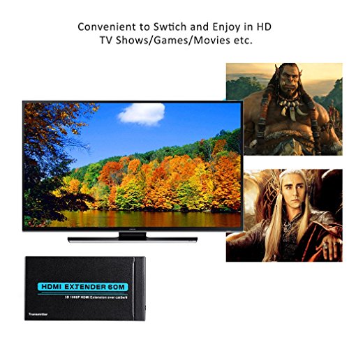 HDMI Extender Adapter,LESHP Full HD 3D 1080P HDMI Erweiterung über Single Cat5e / 6 Kabel Serie Kabel HDMI TO RJ4 Extender (bis zu 60m) - 6