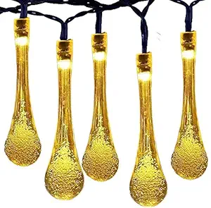 Epyz Solar lamp for Home String Lights 30 LED Decorative Lighting Crystal Water Drop for Garden, Home, Patio, Lawn, Party,Holiday,Indoor,Outdoor, Party Decorations Waterproof(20FT-Warm Yellow)