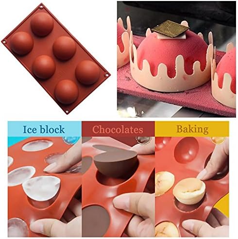 Cake Chocolate Cookie Silicone Mold Teacake Baking Tray Half Sphere DIY Mold Pan by Migomay (Brown)