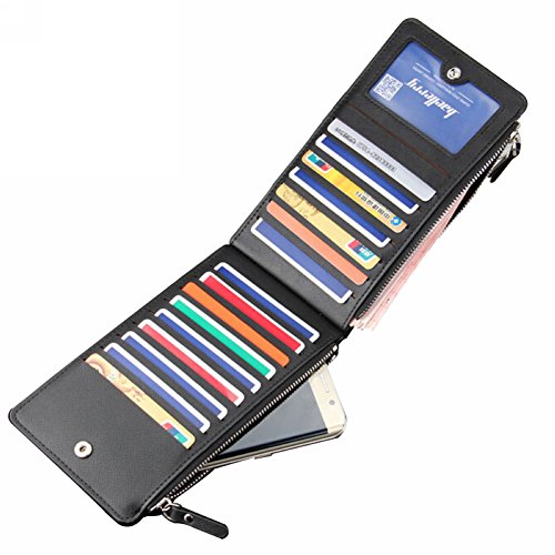 Merssavo Herren Geldbörse PU-Leder lange Brieftasche schwarz - 2