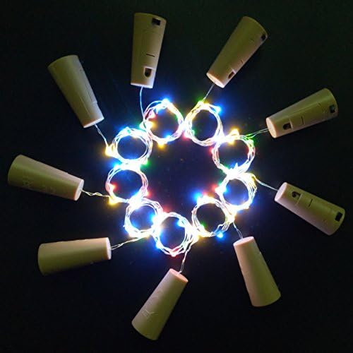 LXINGS Pack of 9 Cork Shape Mini String Lights,46cm/18in Silver Wire Light Starry Light For Bottle DIY, Wedding and Christmas Party (Multi Colour)