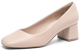DREAM PAIRS Women's Low Chunky Heels Square Toe Pumps Comfortable Slip On Dress Shoes Wedding Party Office Shoes