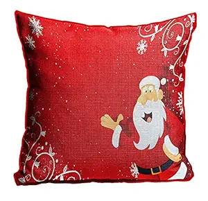 DreamVio Jute Exclusive Merry Christmas Decorative Throw/Pillow Covers, Cushion Covers for Gifting, Living Room, Bed Room, Sofa,Chairs Pack/Set of 1 (Multicolour, Size 24 x 24 Inches)