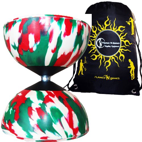 Mr Babache Diabolo Arlecchino (Verde/Rosso/Bianco) con Diablo coulisse borsa da viaggio. *No Bacchette Per Diablo, Filo Diabolo inclusi.