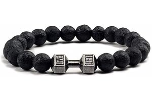 YXRRVING Hantel-Armbänder, Vulkangestein, Angstperlen, Fitness-, Yoga-, Langhantel-Armband, Naturstein, Hantelperlen, Armbänder, Set, Fitness-Armband, Fitness-Hantel-Schmuck, Geschenke oder Fitness-Liebhaber