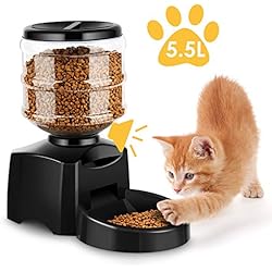 amzdeal Distributeur Automatique de Nourriture pour Animaux, Distributeur Croquette pour Chat et Chien avec Messages Vocal, Distributeur programmable de 3 Repas, 5.5L